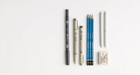 Thumbnail for Drawing Set - Sakura Pigma Micron Ink Pen - Koh-l-Noor Elephant Eraser - Jack Richeson Stomp Blender - Mars Lumograph Premium Pencil - Tombow Dual Brush Pen Art Marker - By Autotype